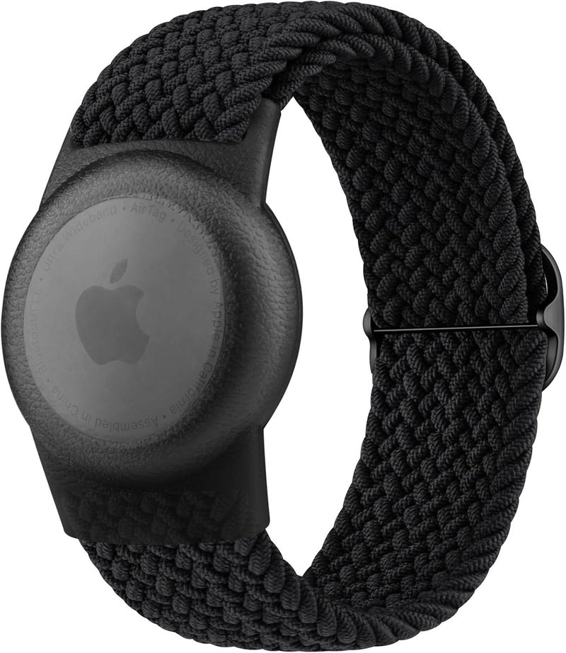 Vanjua Wristband Compatible with Apple AirTag Holder for Kids, Protective Case for Air Tag GPS Tracker Holder with Adjustable Nylon Bracelet Watch Band for Toddler Child (Black) - Image 1